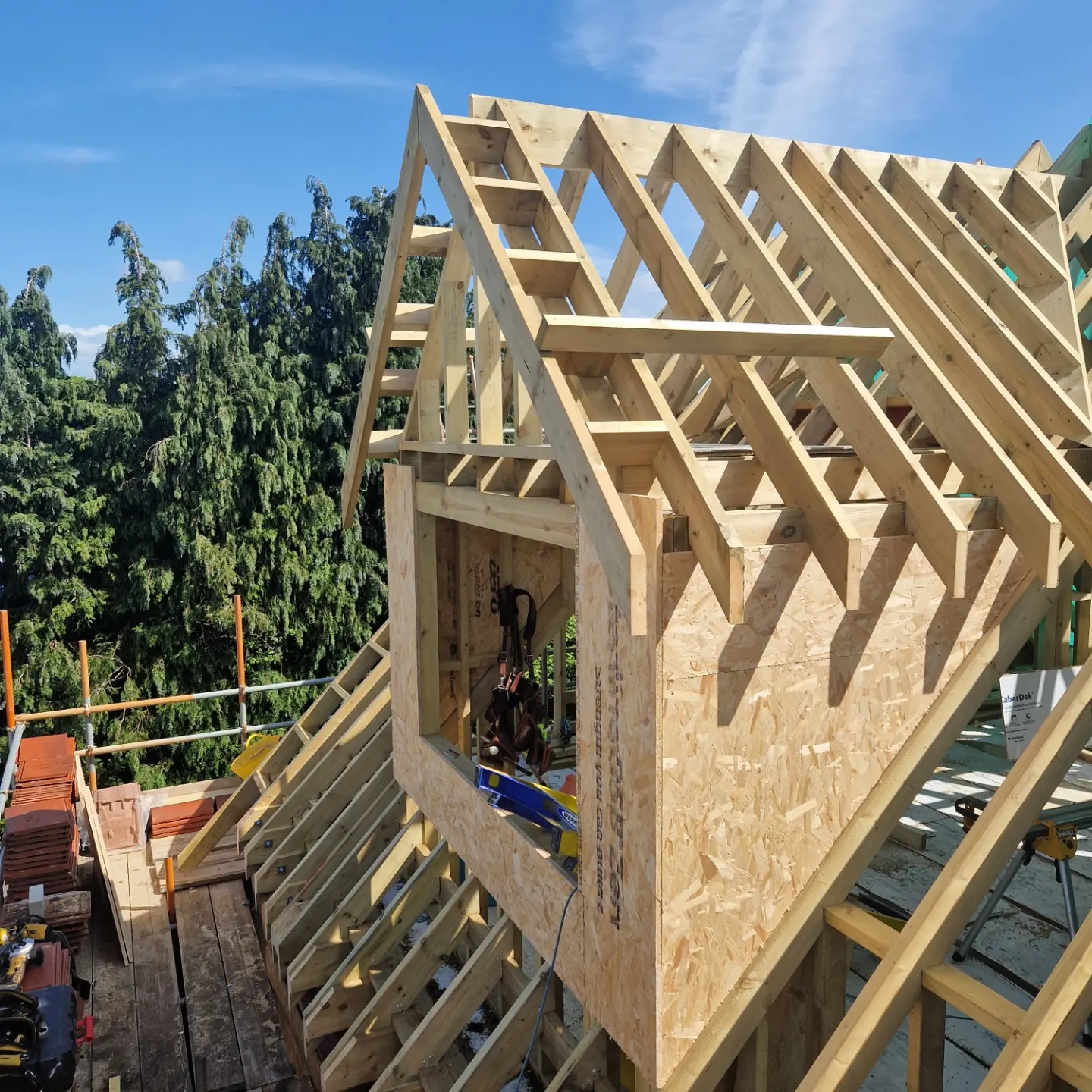 New dormer framed into an opened roof during a loft conversion