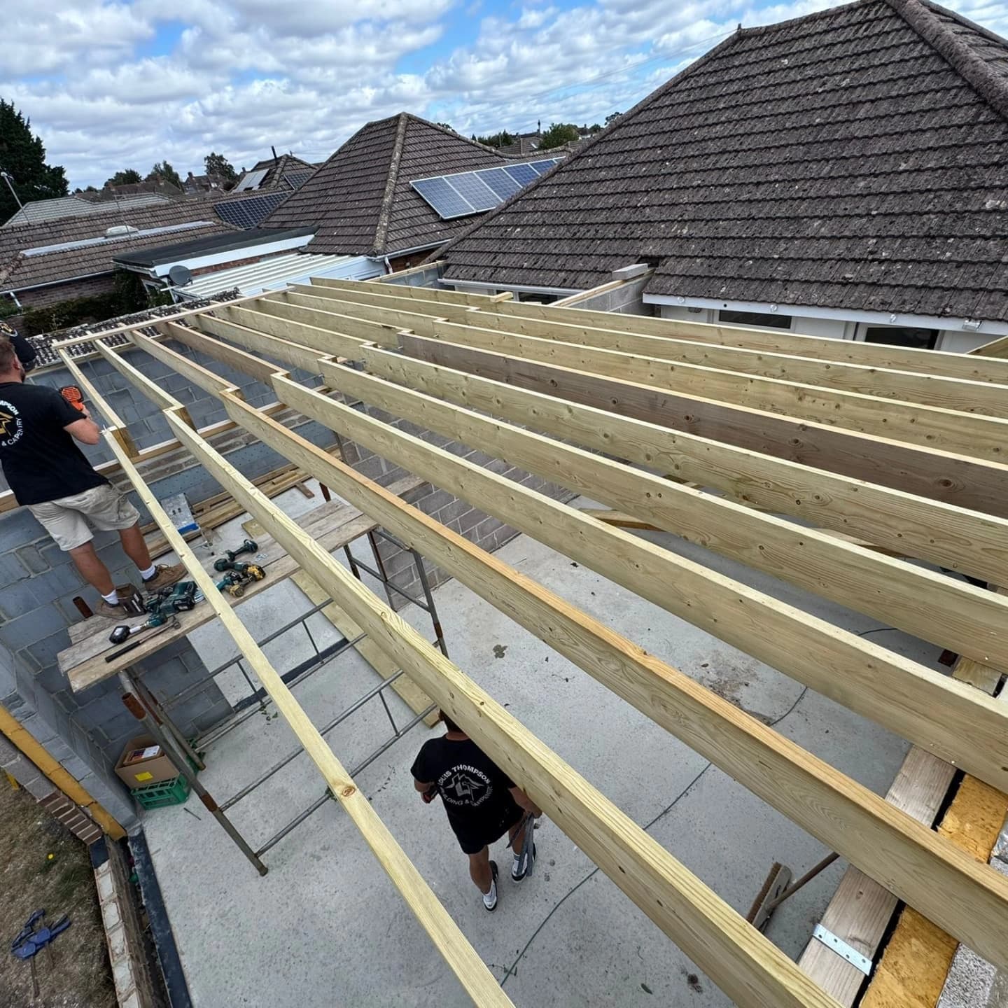 The LTB team building a flat roof